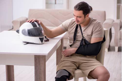 Injured motorcycle rider, Victorville motorcycle accident lawyer concept