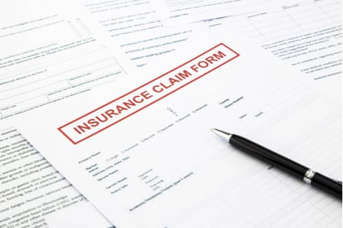 Insurance claim form, accident insurance concept