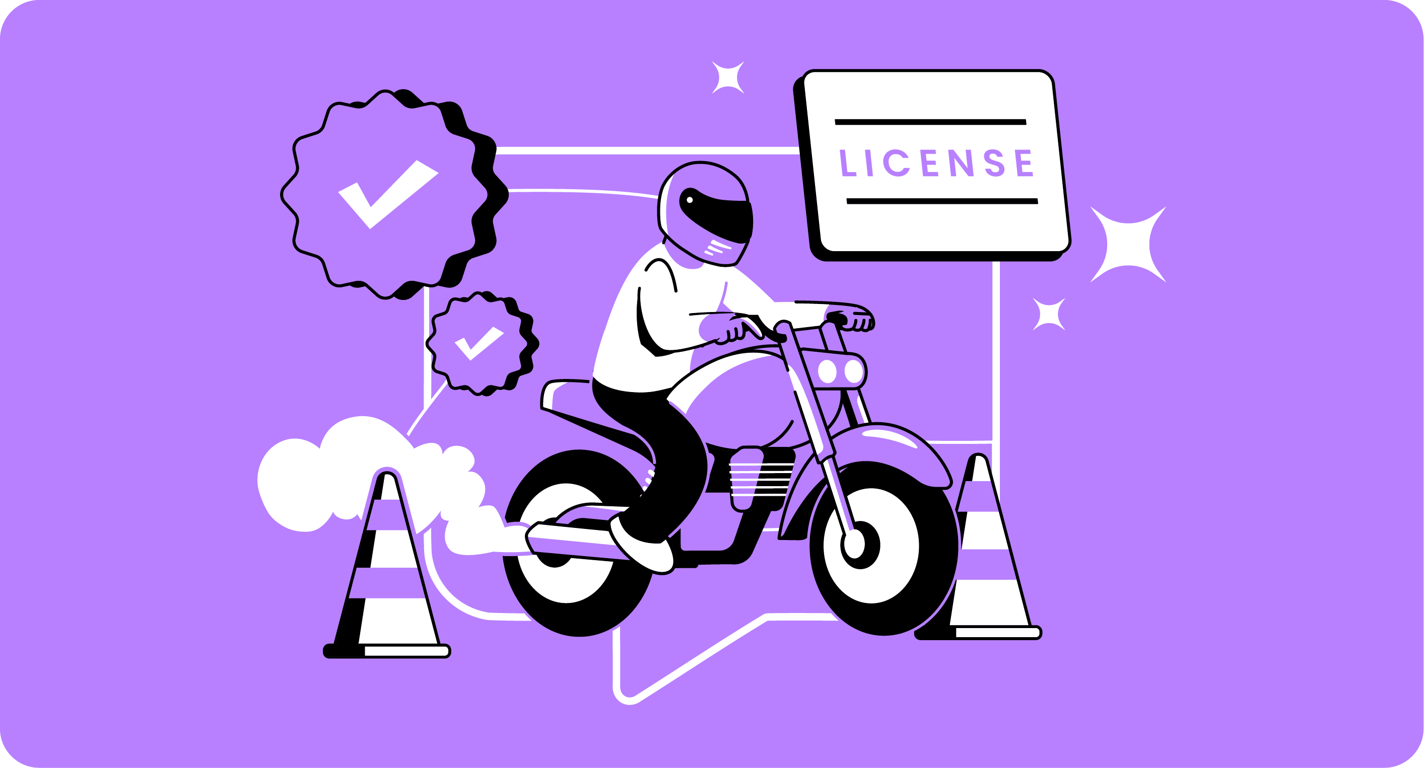 Picture of a person riding a motorcycle representing the process to follow to get your motorcycle license in California. 