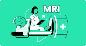 Picture of a doctor and an MRI machine representing why a doctor orders an MRI of the brain