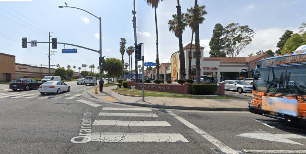 At the junction of Orangethorpe Ave. and Harbor Blvd