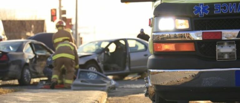 Rescue workers at the accident scene