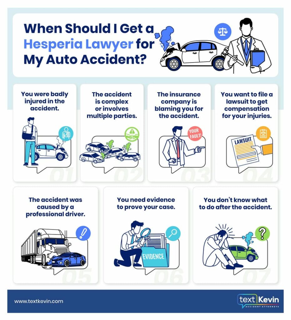 Infographic Photo: Shows you when should you get an Hesperia Car Accident Lawyer