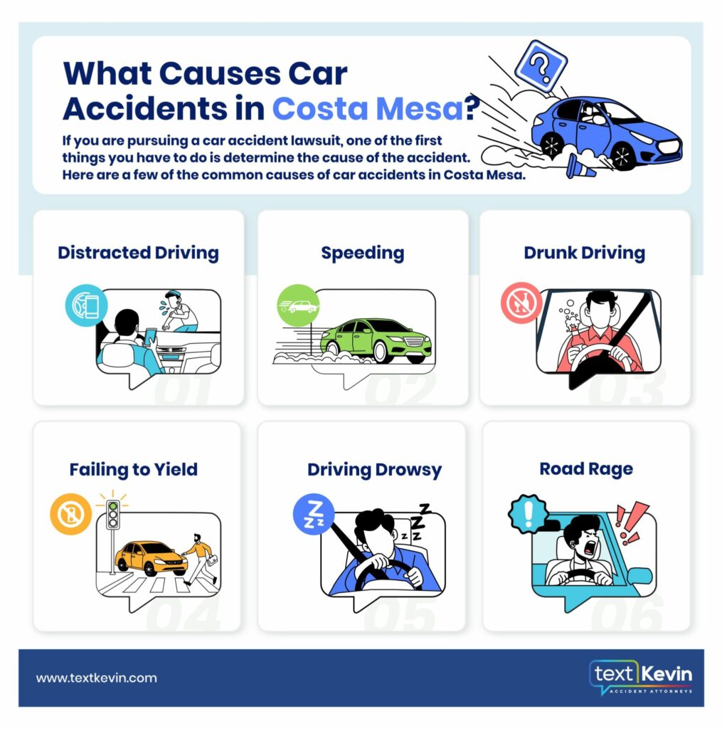 An infographic photo that shows you the causes for car accidents in Costa Mesa