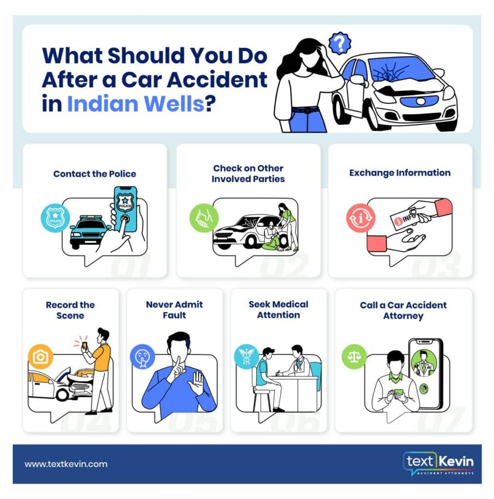 Infographic photo that shows what should you do after a car accident in Indian Wells.