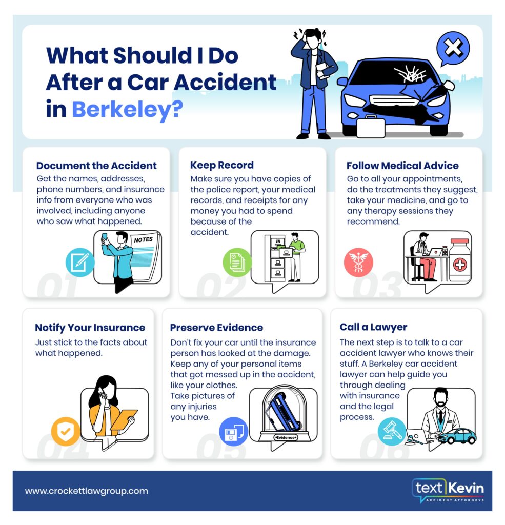 An infographic photo that shows what to do after a car accident in Berkeley