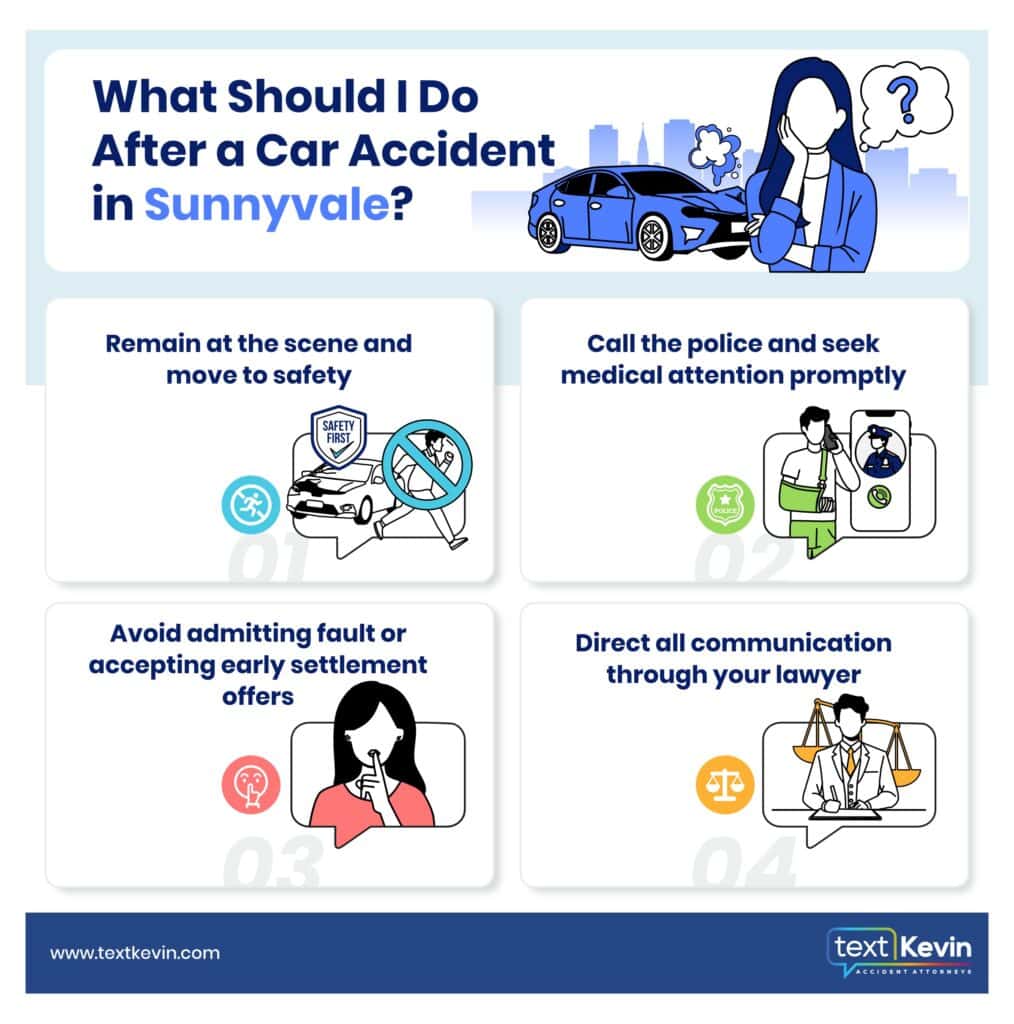 An infographic that shows what do to after a car accident in Sunnyvale